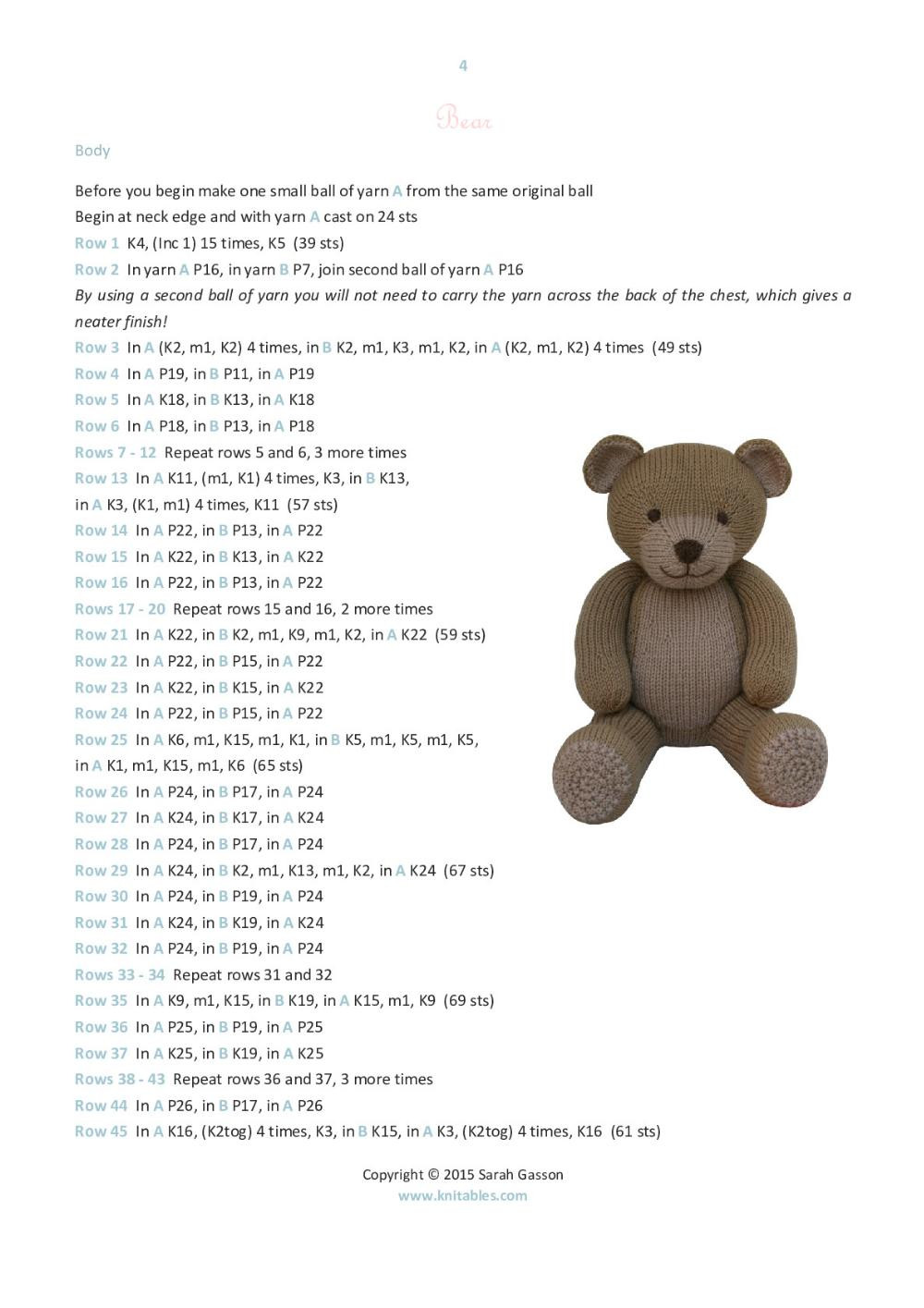 knilables bear crochet pattern