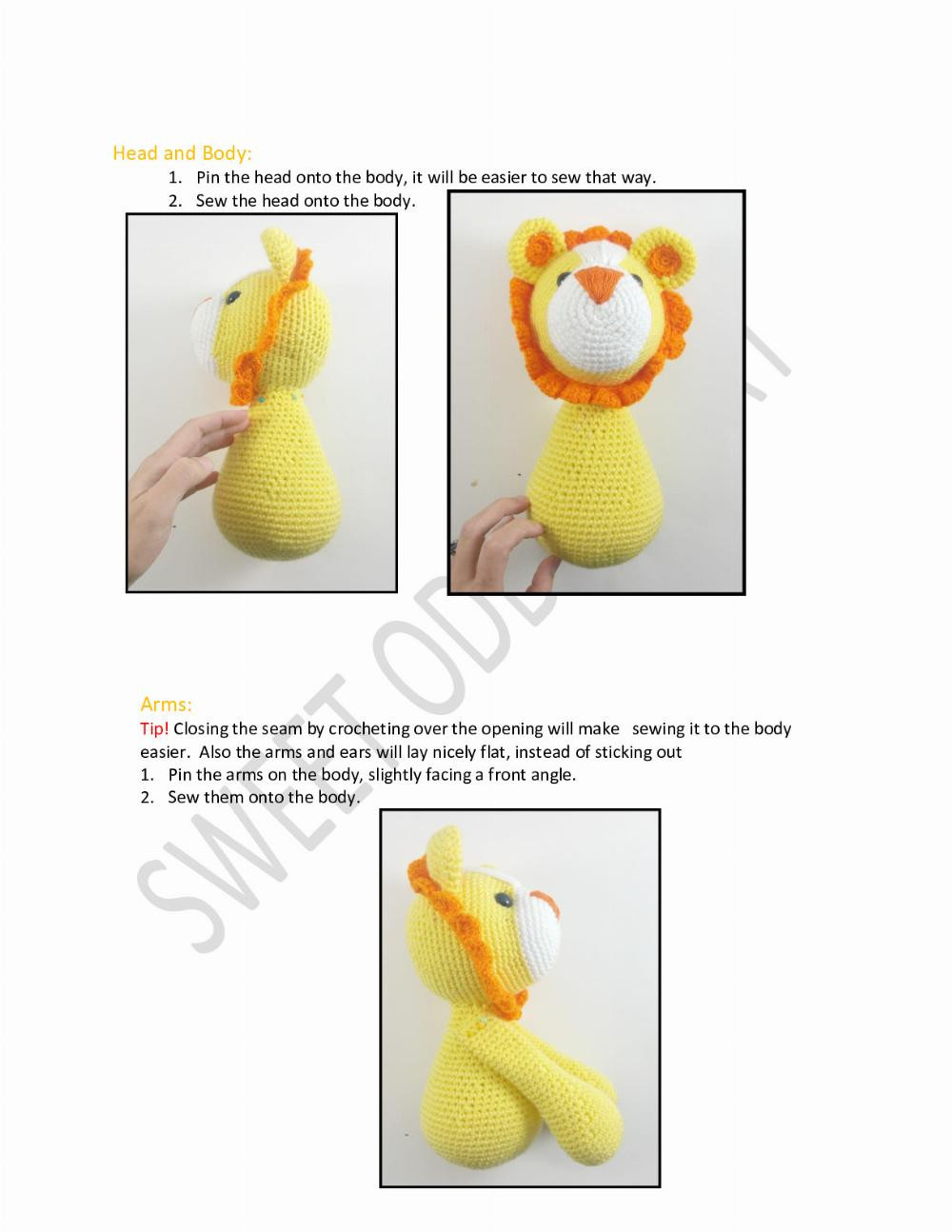 Leon the yellow Lion Crochet Pattern