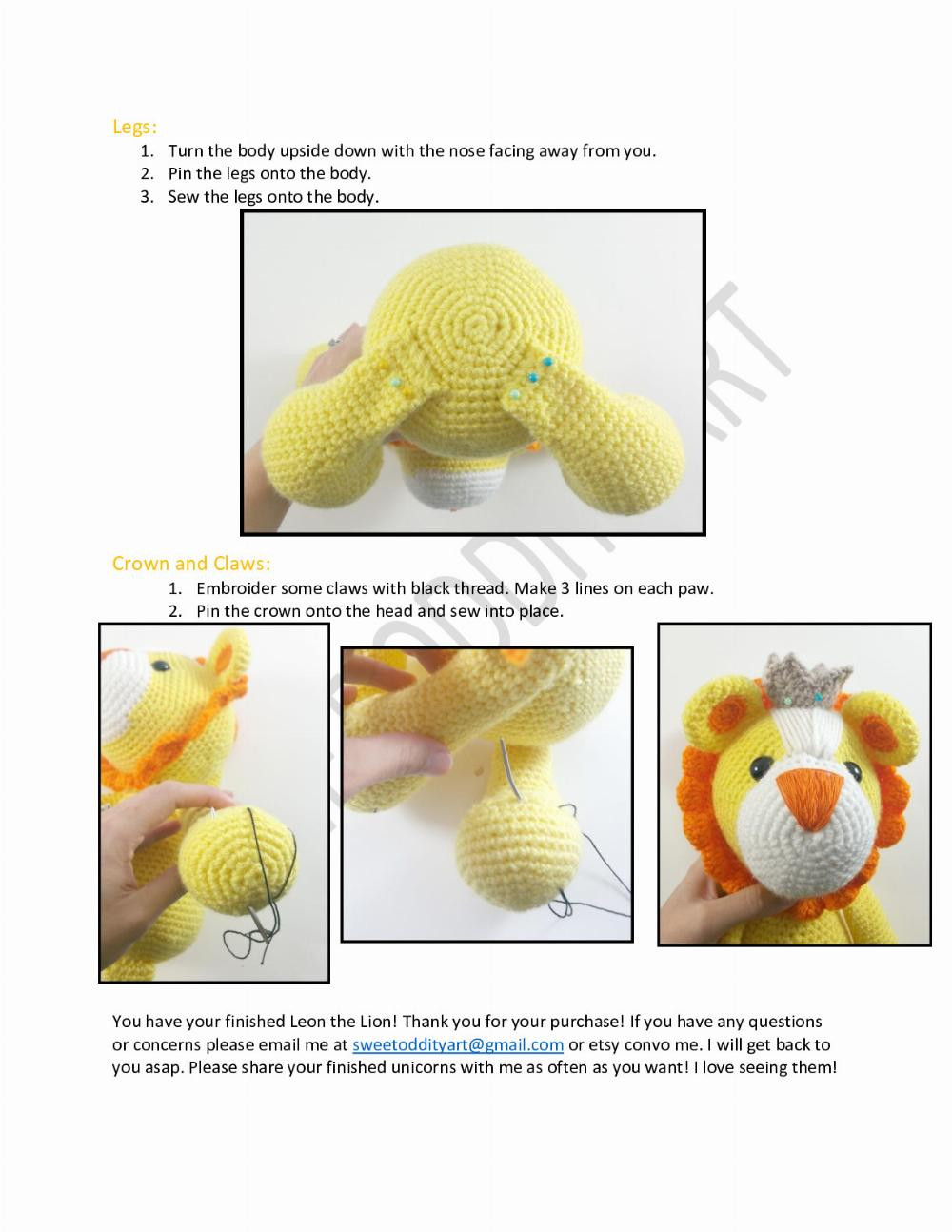 Leon the yellow Lion Crochet Pattern