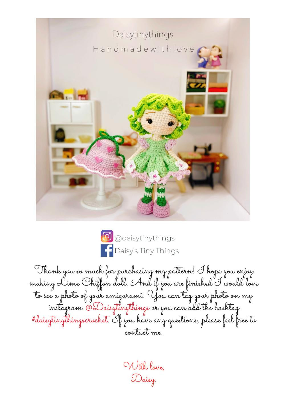 Lime Chiffon chibi doll pattern