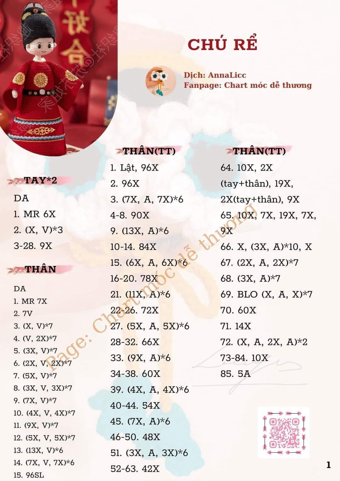 Mẫu móc len Chú rể trang phục truyền thống