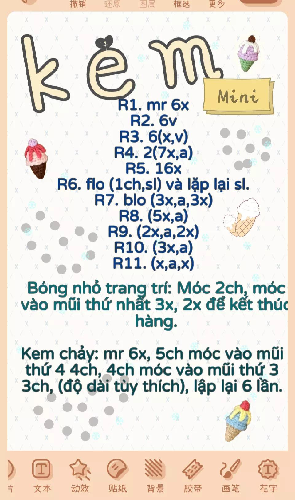 móc khóa kem ốc quế