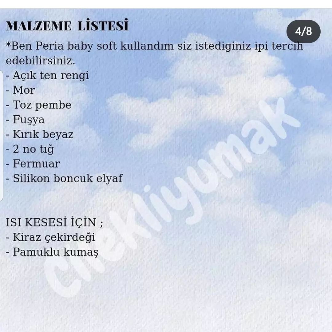 Mor elbise giyen ayı bebek için tığ işi modeli