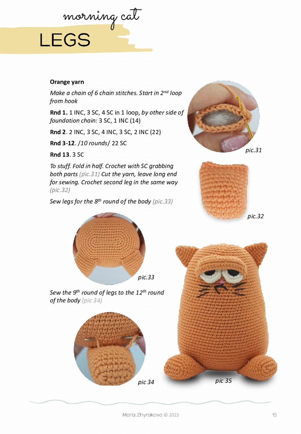 morning cat crochet pattern