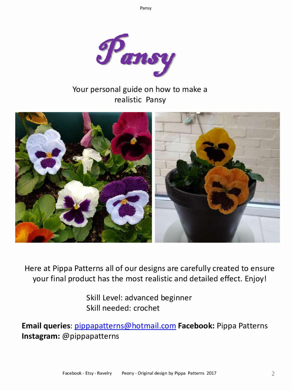 Pansy Pansy &Viola Pattern and instructions Facebook