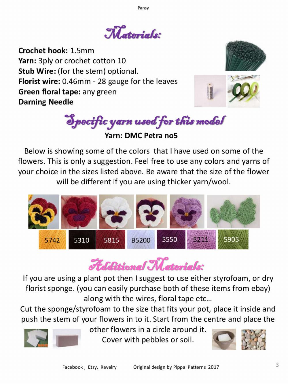 Pansy Pansy &Viola Pattern and instructions Facebook