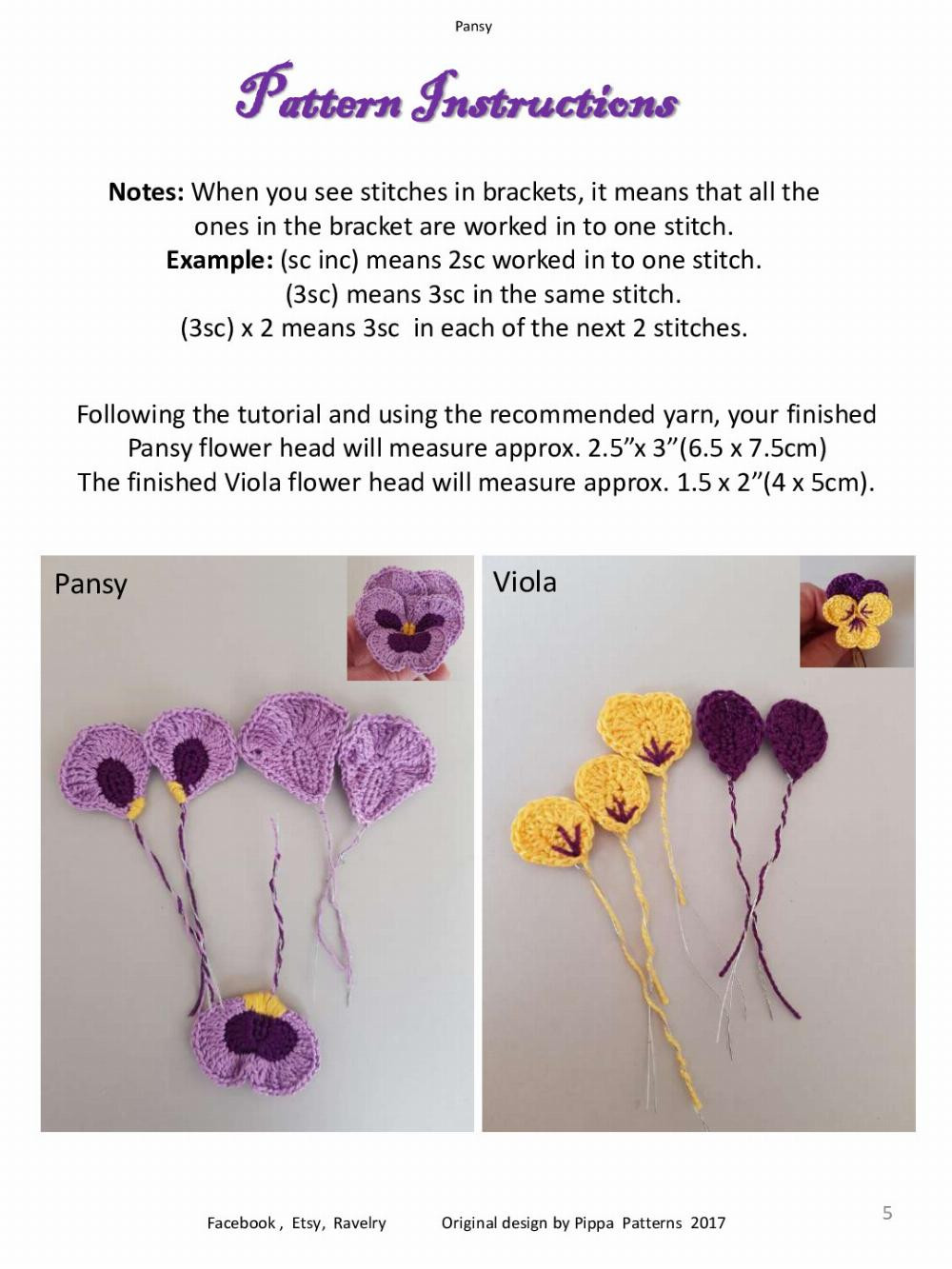 Pansy Pansy &Viola Pattern and instructions Facebook