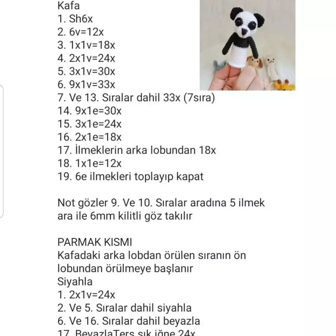 Parmak panda ayısı tığ işi modeli