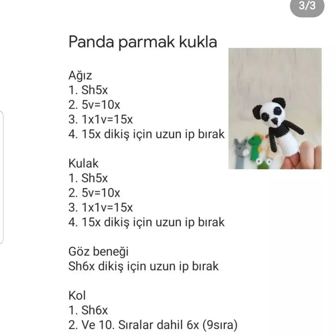 Parmak panda ayısı tığ işi modeli