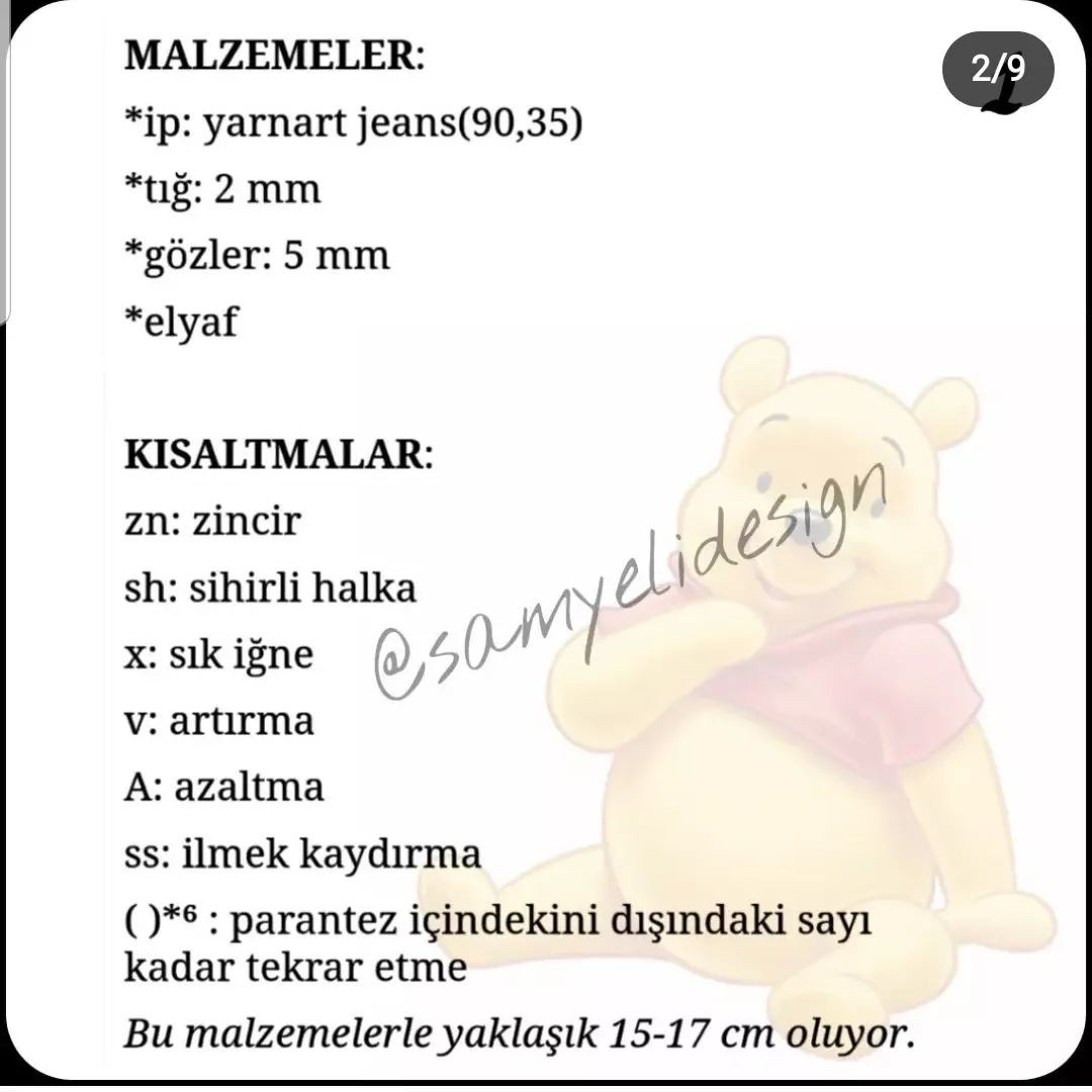 Pooh ayı tığ işi modeli