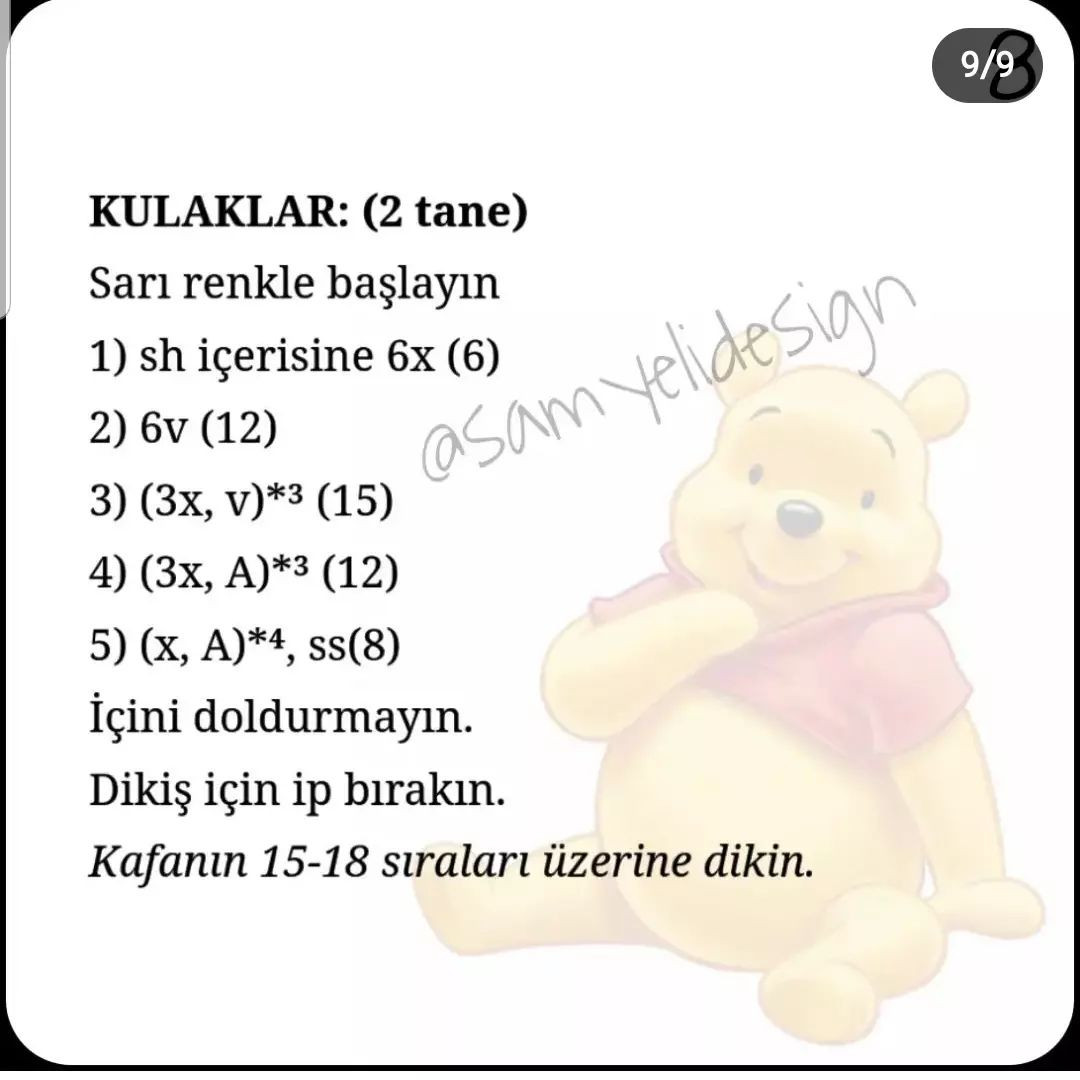 Pooh ayı tığ işi modeli