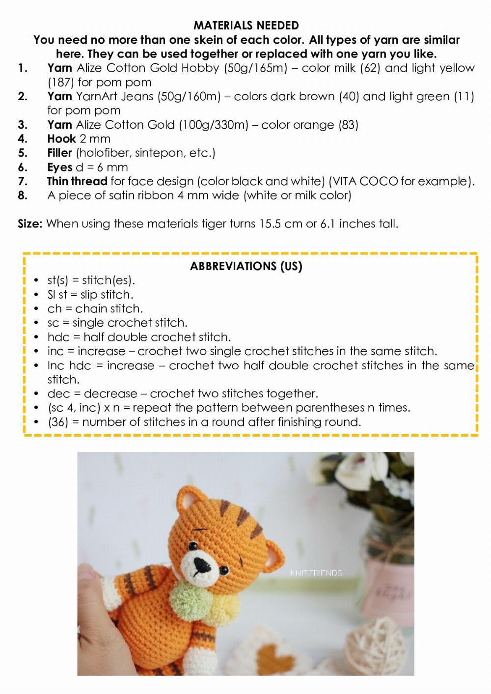 Rio the tiger crochet pattern