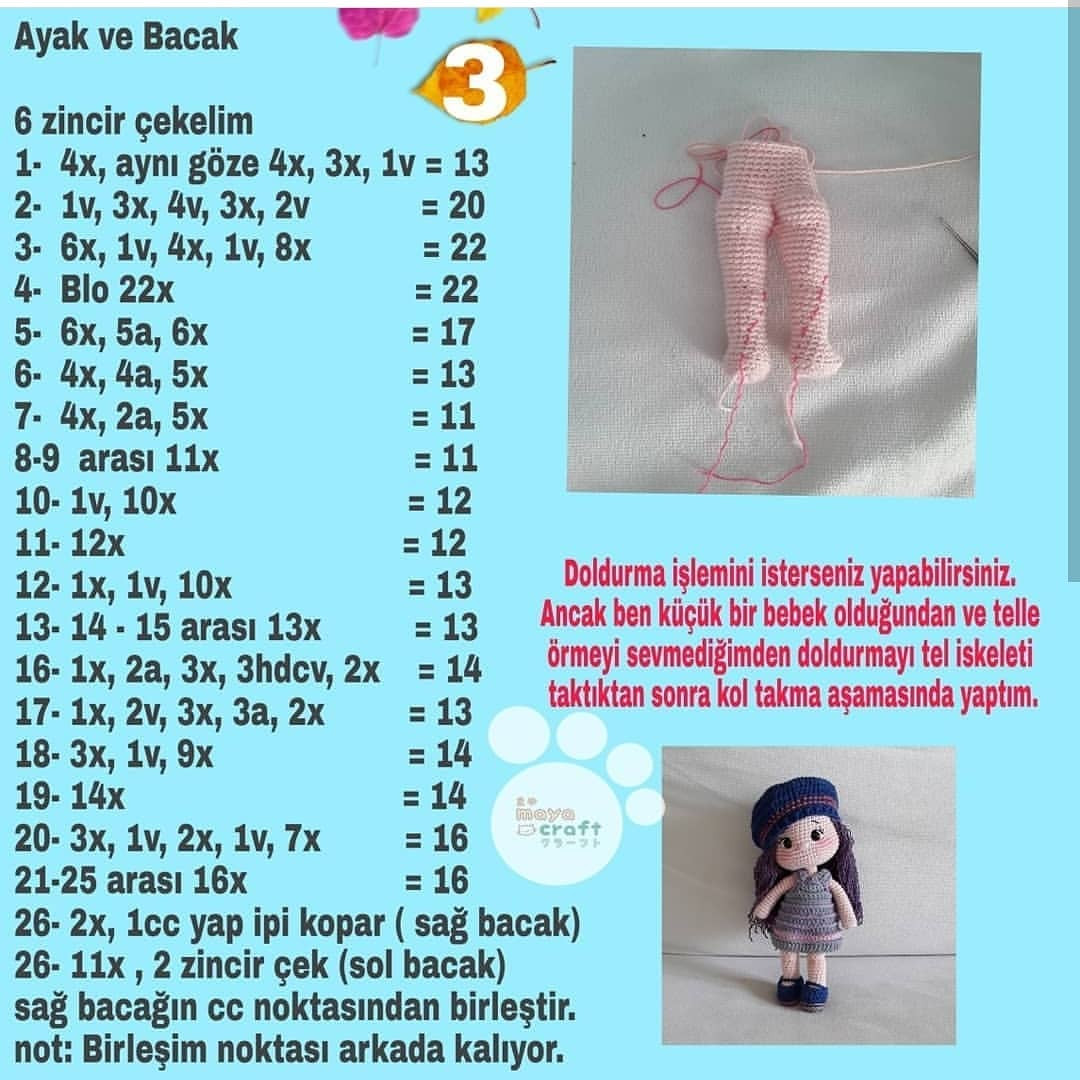 Şapka ve kot pantolon giyen kızıl saçlı küçük kız bebek için tığ işi modeli