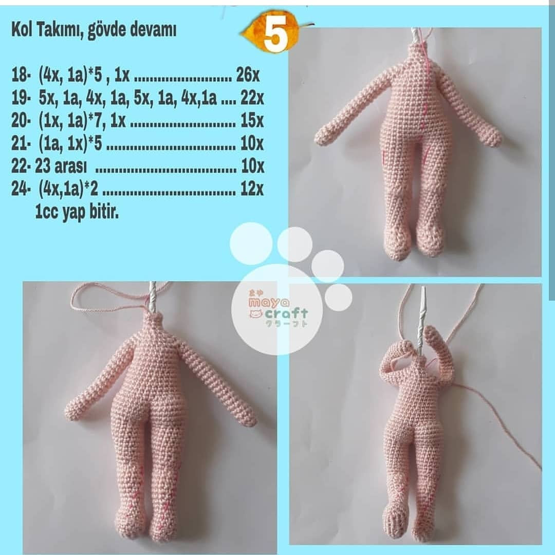 Şapka ve kot pantolon giyen kızıl saçlı küçük kız bebek için tığ işi modeli