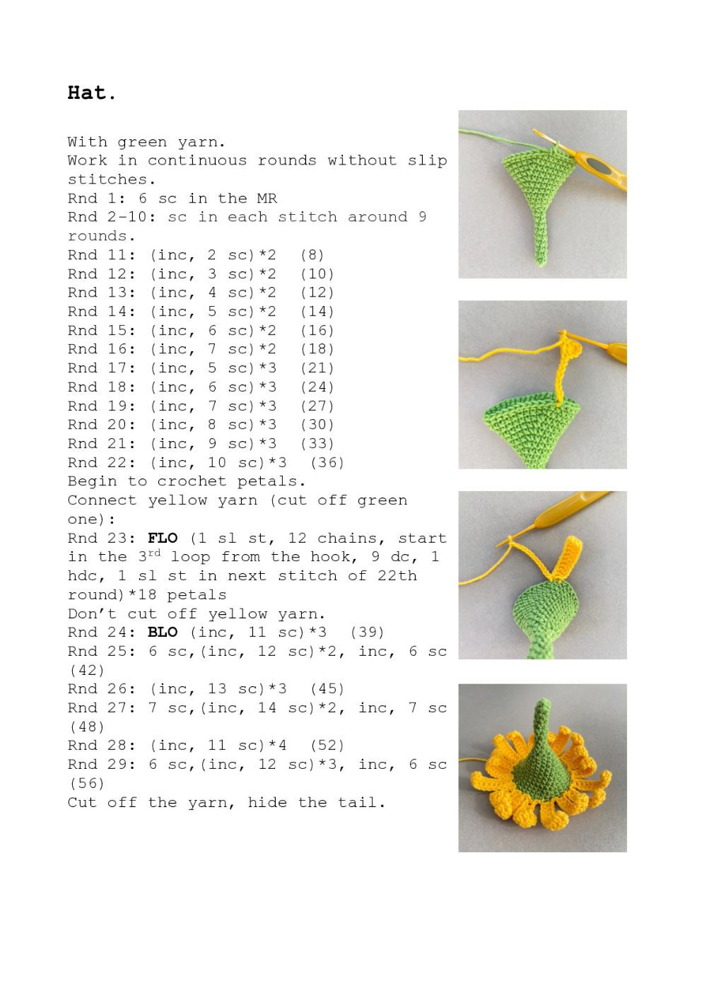 Sunflower gnome crochet pattern