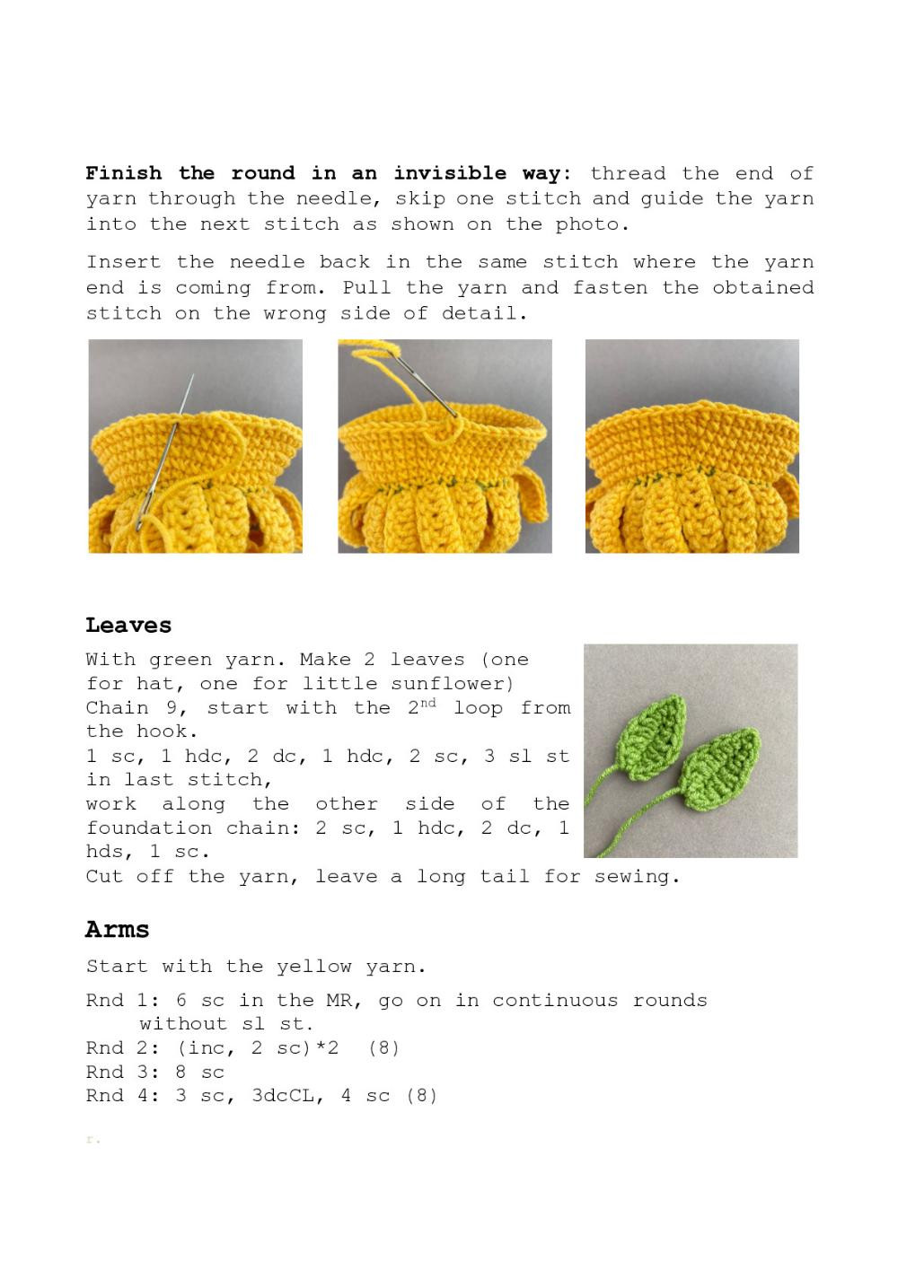 Sunflower gnome crochet pattern