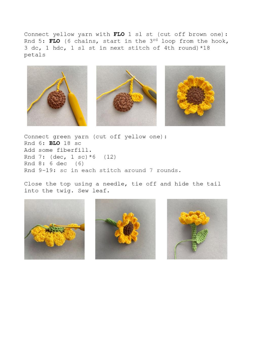 Sunflower gnome crochet pattern