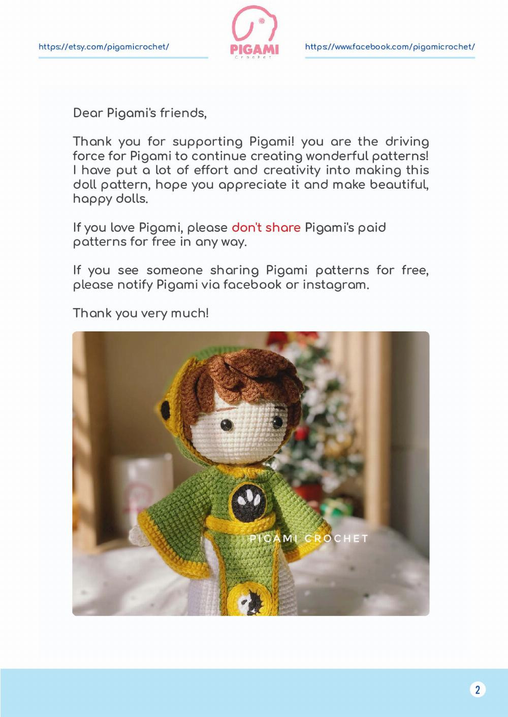 sYAORAN Green COSTUME doll crochet pattern