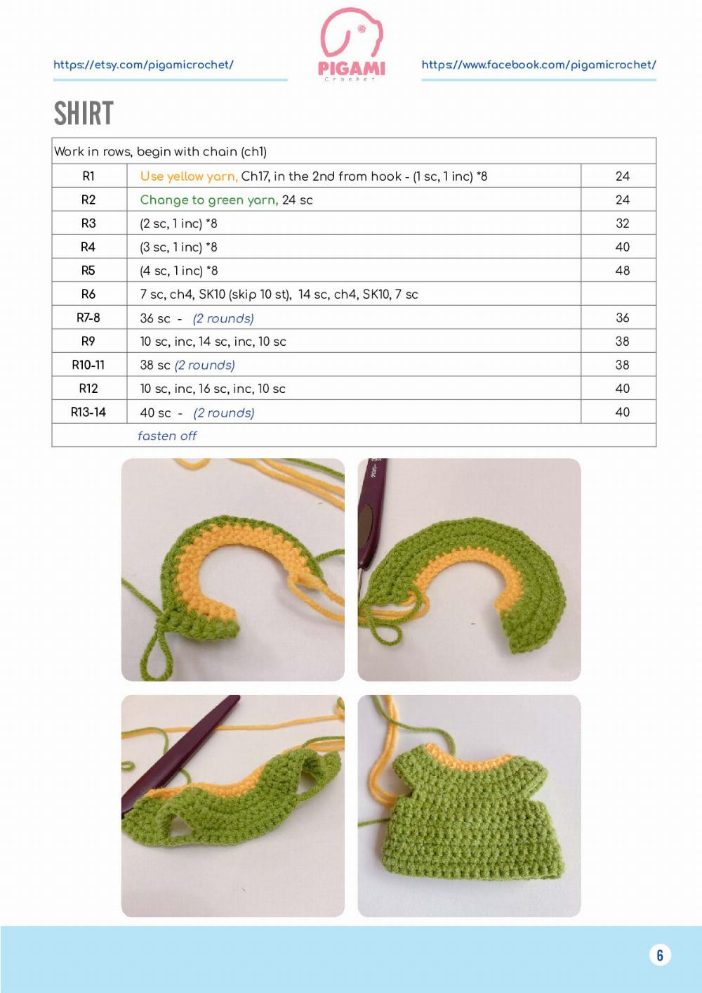 sYAORAN Green COSTUME doll crochet pattern