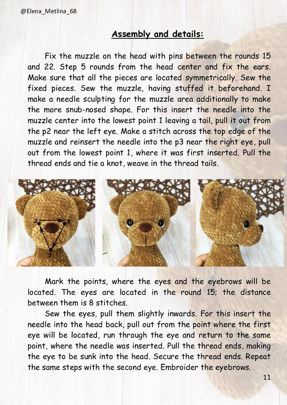 TEDDY brown BEAR crochet pattern