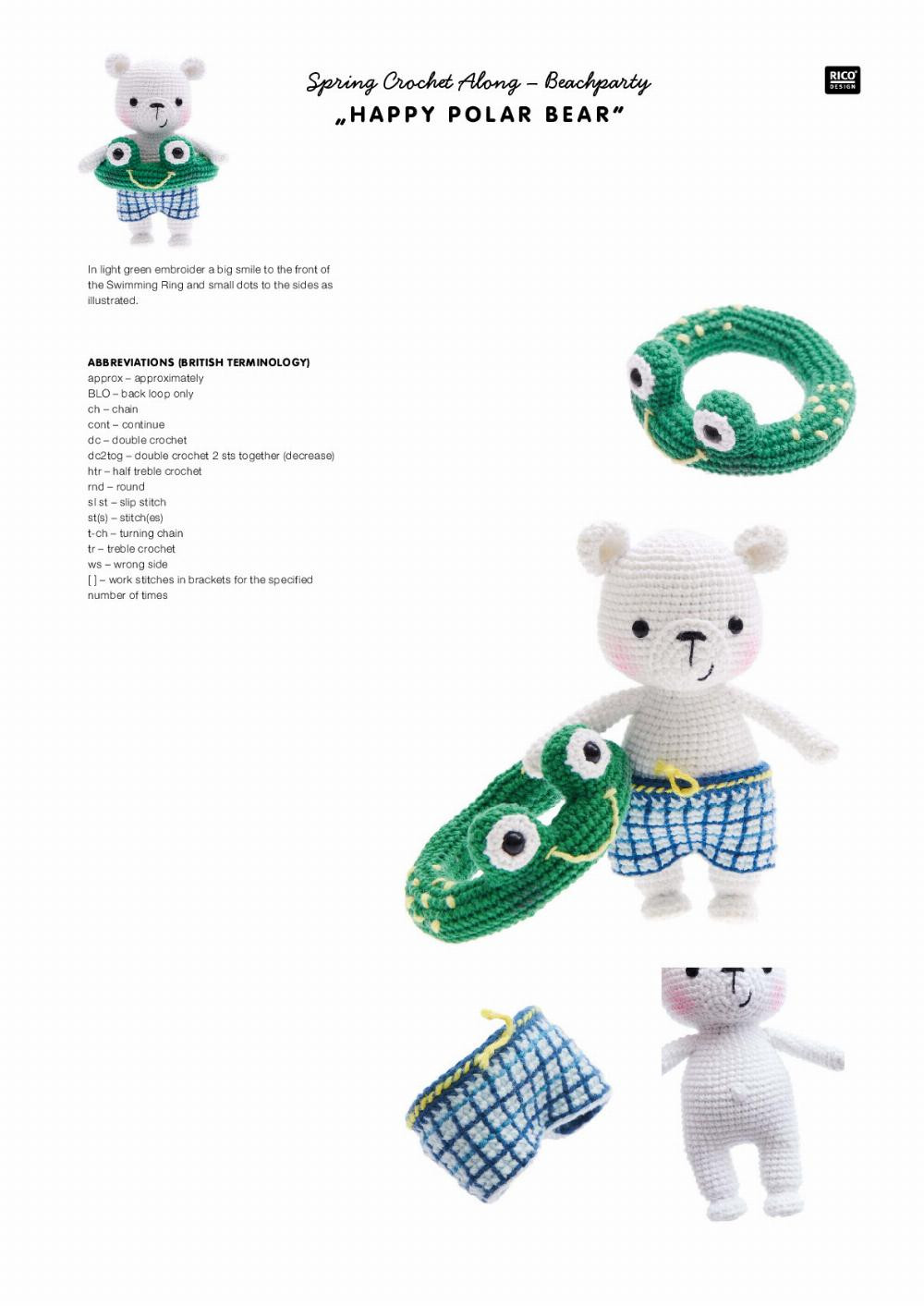 The lovely world of RICORUMI Spring Crochet Along – Beachparty „HAPPY POLAR BEAR“