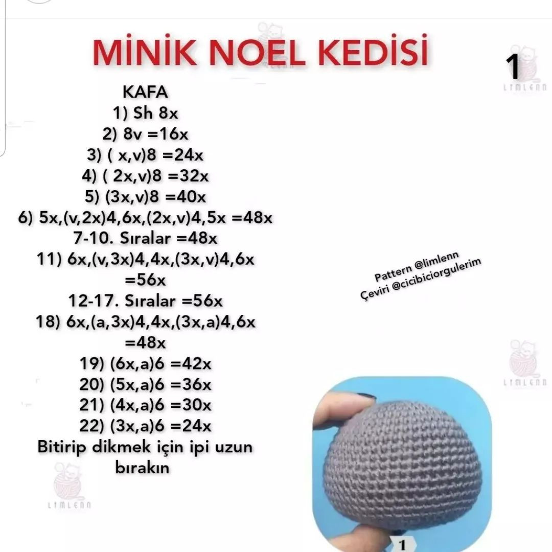 yılbaşı kedisi tığ işi modeli