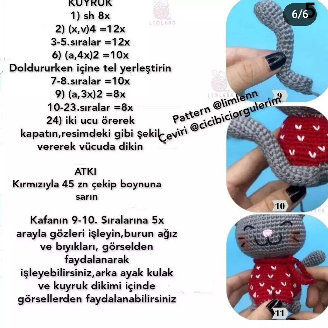 yılbaşı kedisi tığ işi modeli