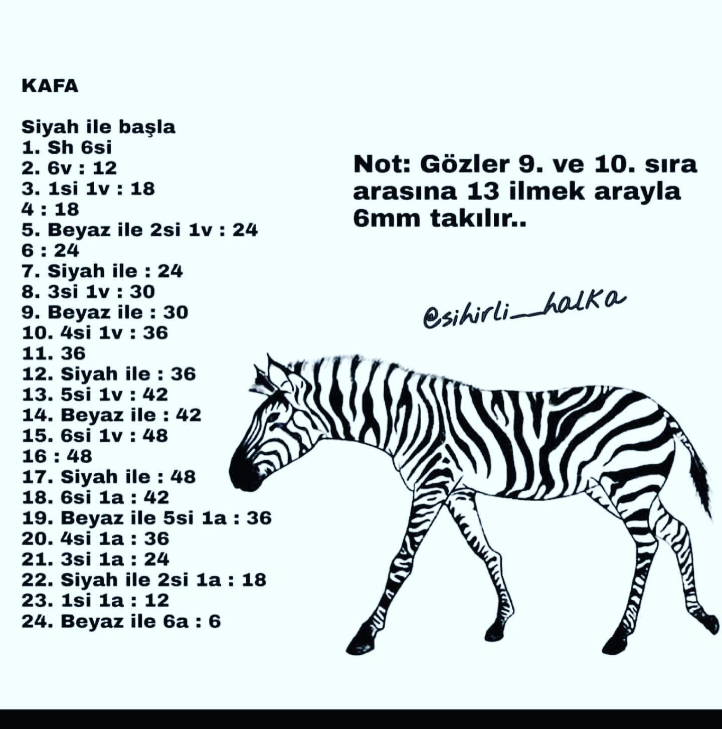 Zebra anahtarlık tığ işi modeli