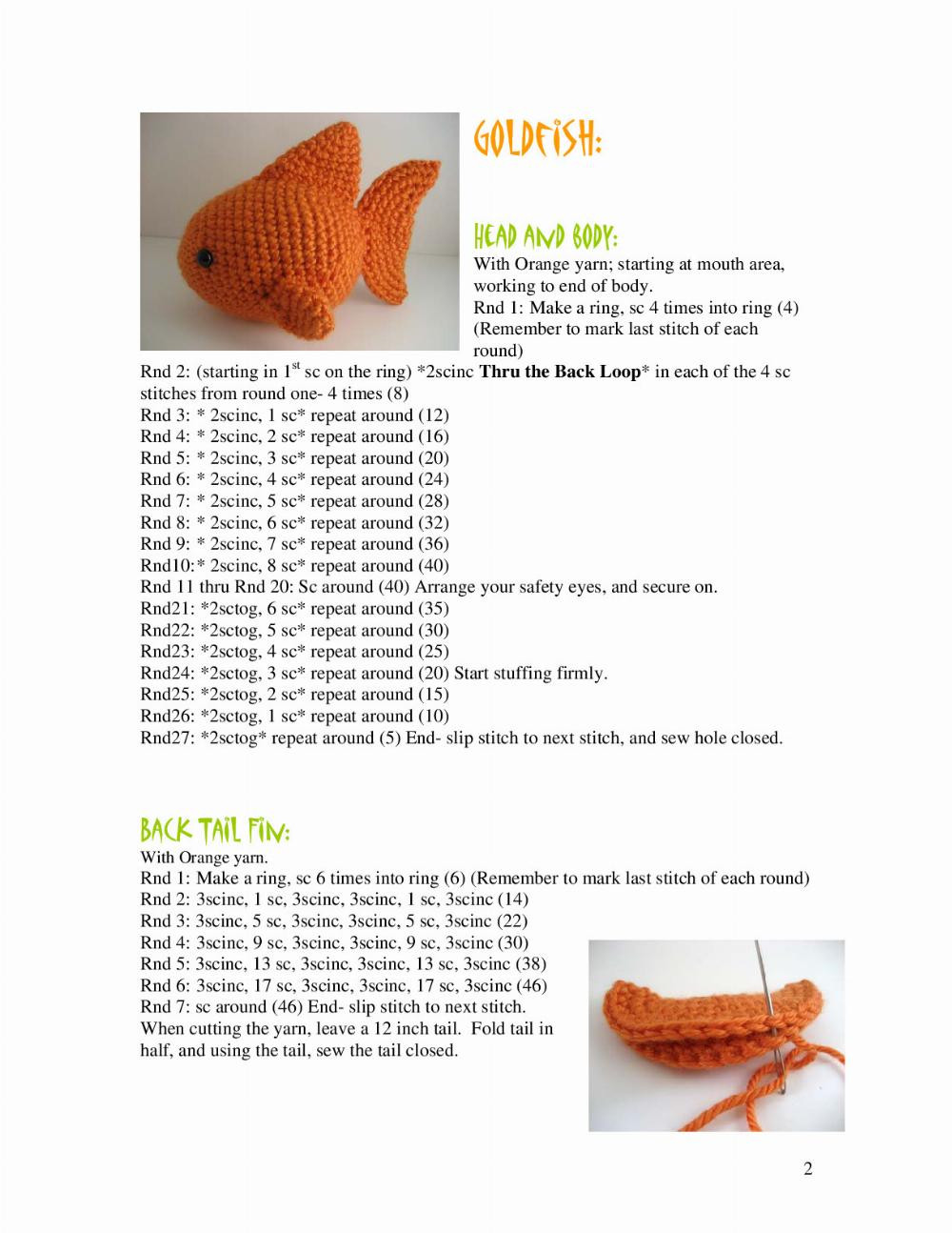 Amigurumi Goldfish Pattern pattern