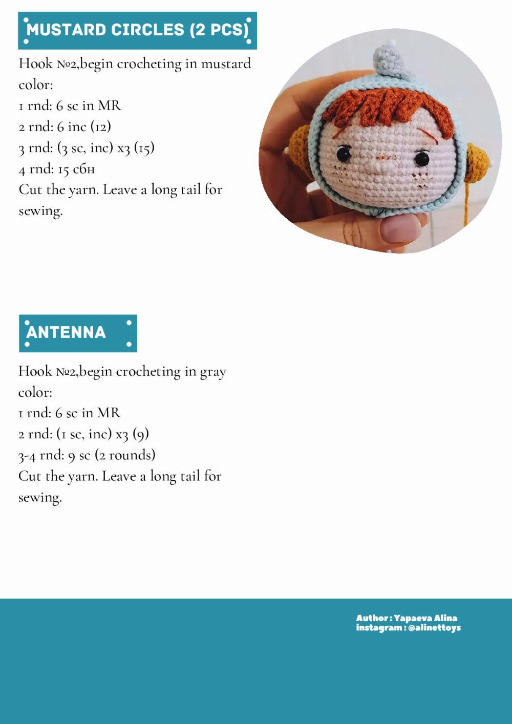 ASTROUNAUT LOUIS, Baby doll crochet pattern wearing an astronaut suit, holding a rocket