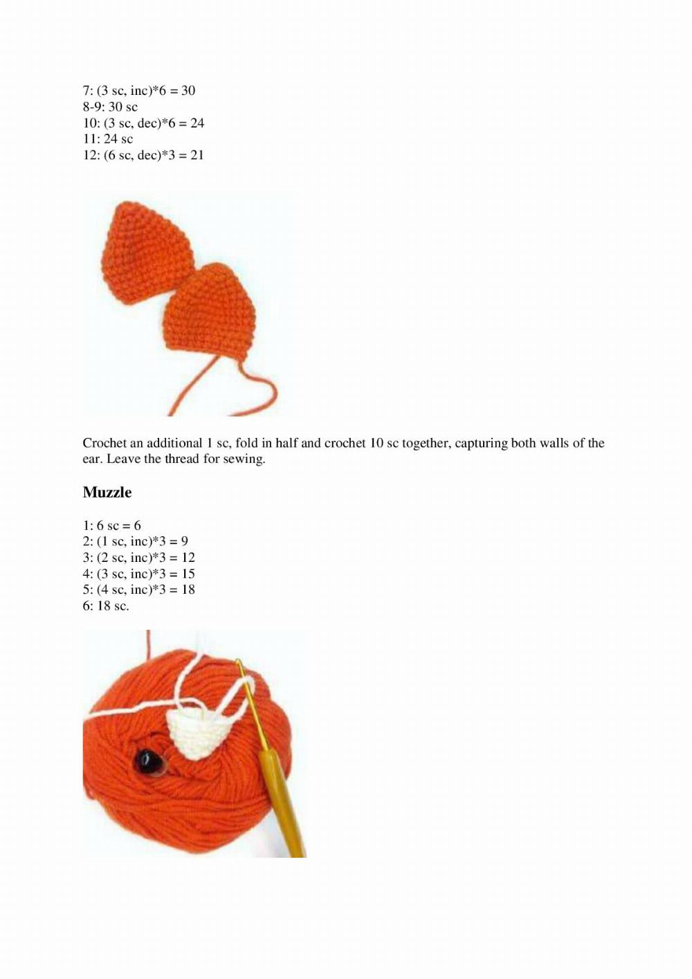 baby crochet fox amigurumi pdf free pattern