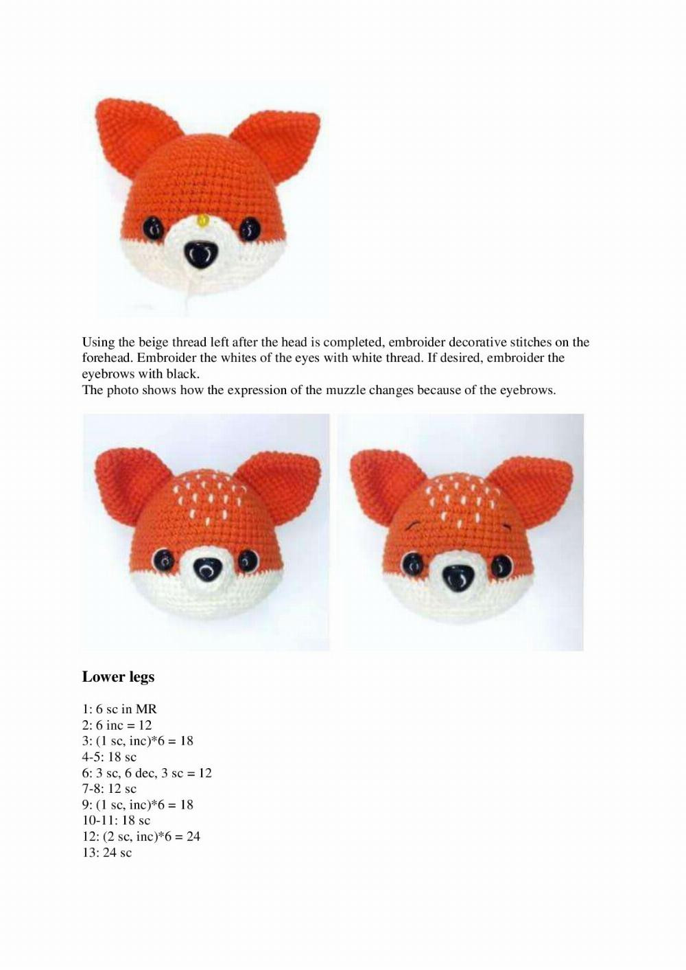 baby crochet fox amigurumi pdf free pattern