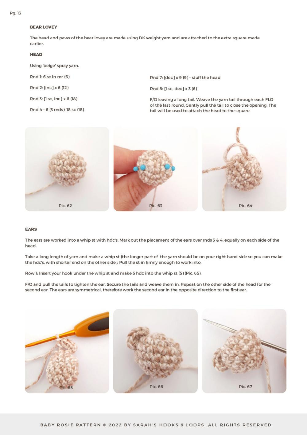 Baby Rosie Pattern, Crochet pattern for rabbit buds wearing bows