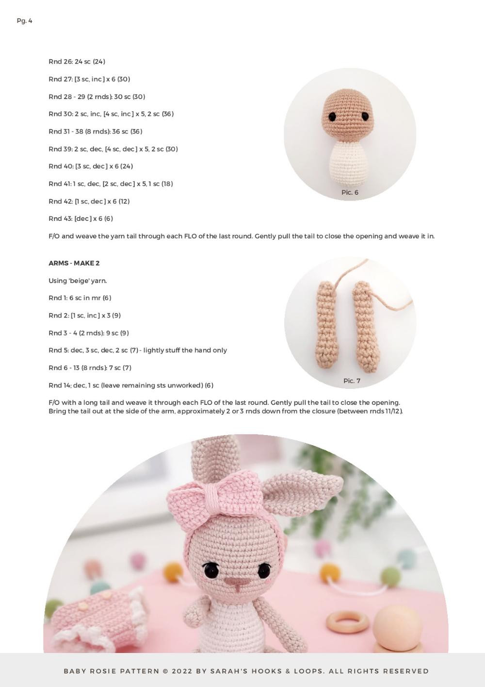 Baby Rosie Pattern, Crochet pattern for rabbit buds wearing bows