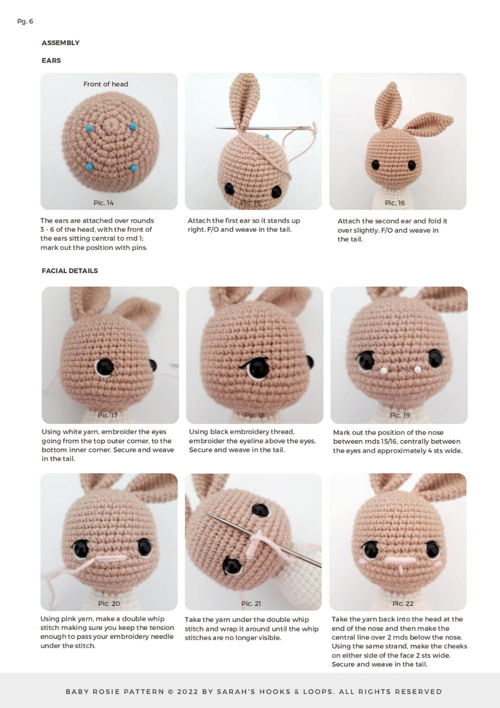 Baby Rosie Pattern, Crochet pattern for rabbit buds wearing bows