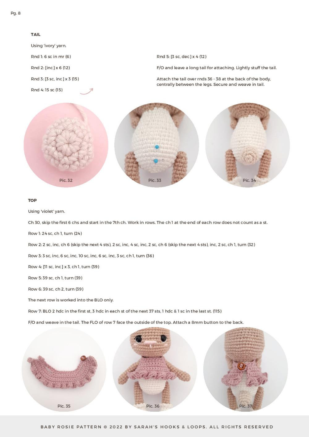 Baby Rosie Pattern, Crochet pattern for rabbit buds wearing bows