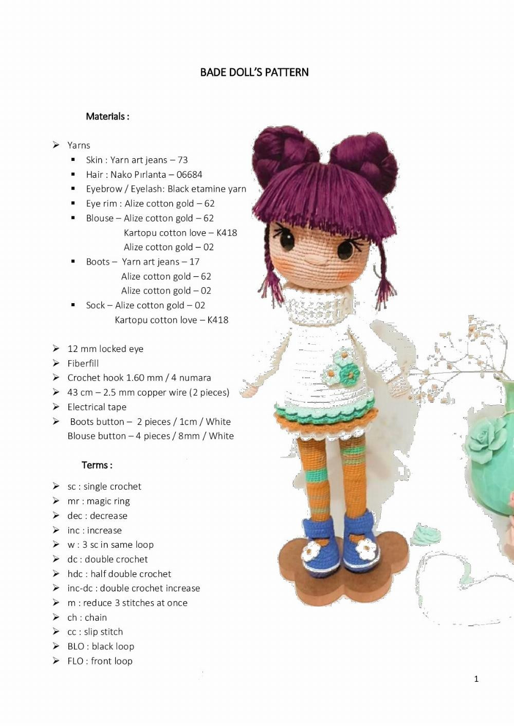 BADE DOLL PATTERN CROCHET AMİGURUMİ PATTERN PDF