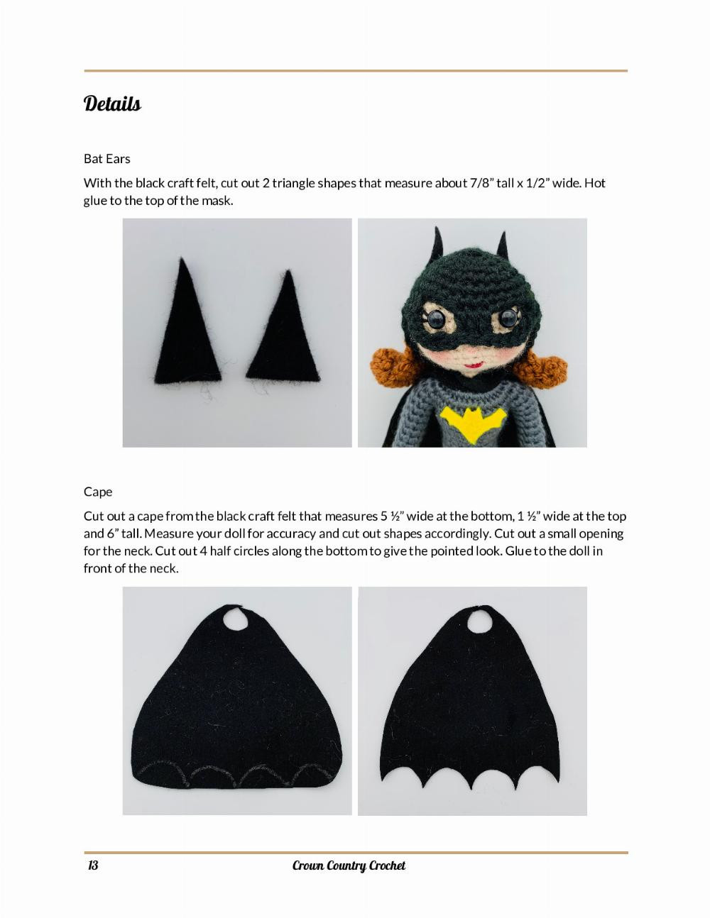 bat heroine crochet pattern, super bat girl