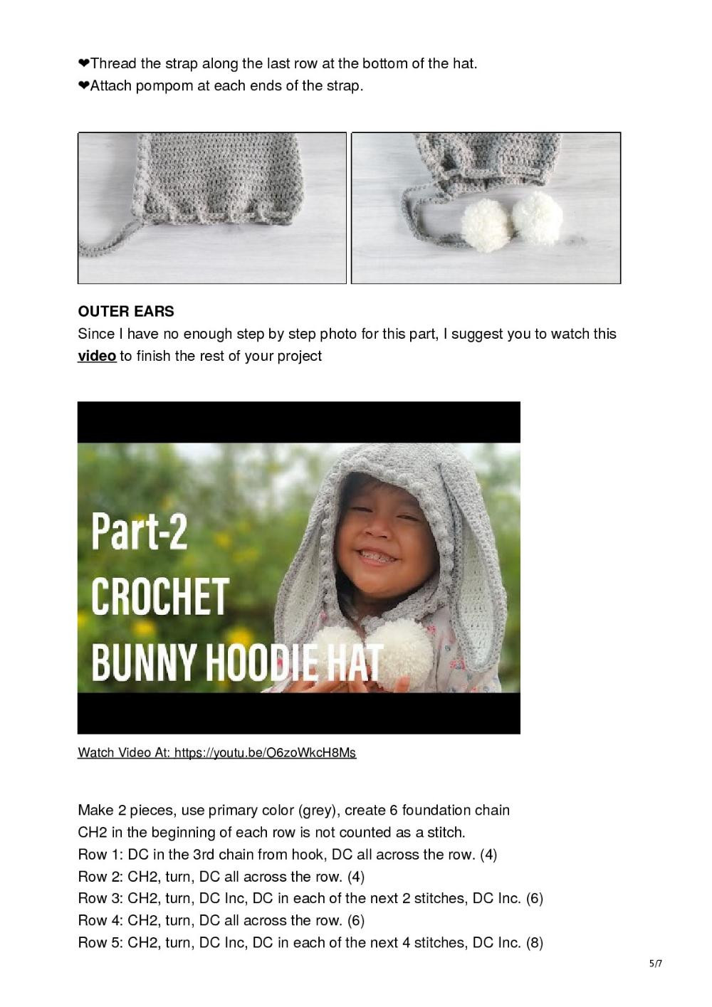 Bunny Hoodie Hat - Free Crochet Pattern