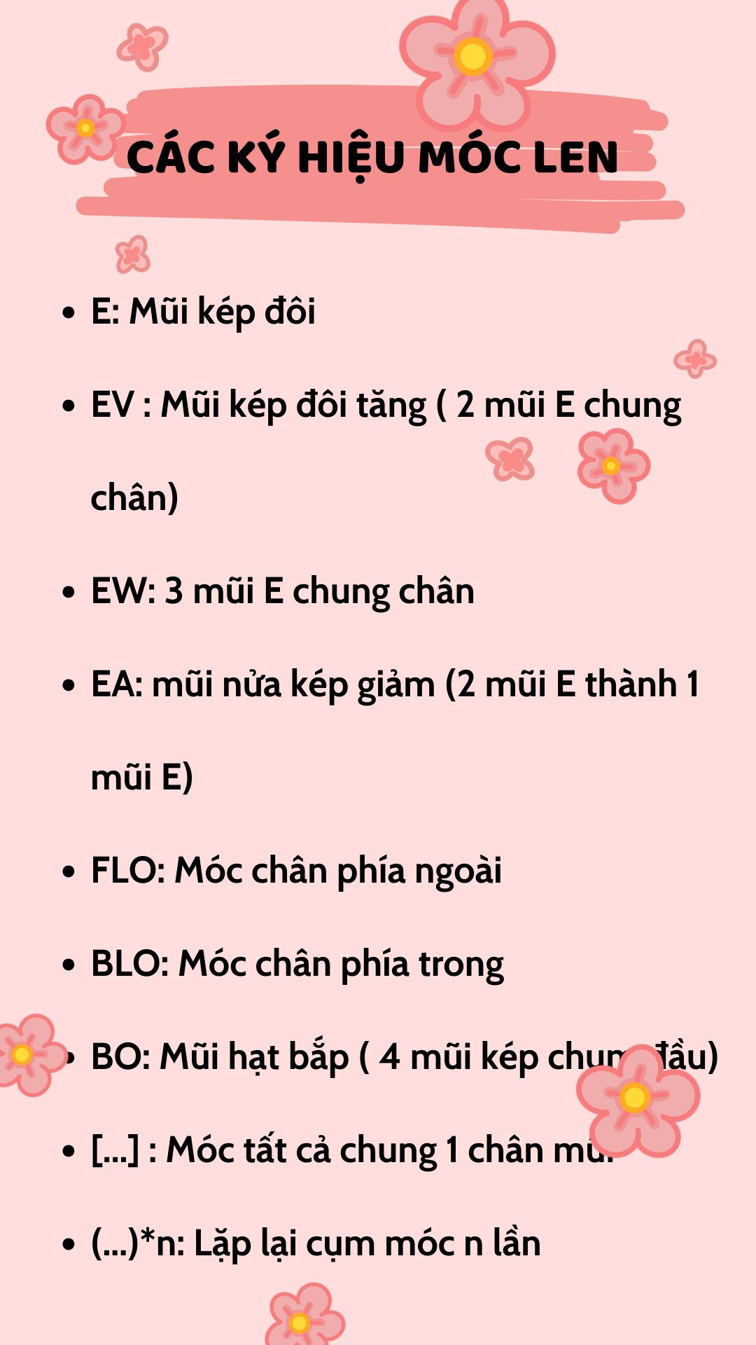 các ký hiệu móc len cơ bản nhất