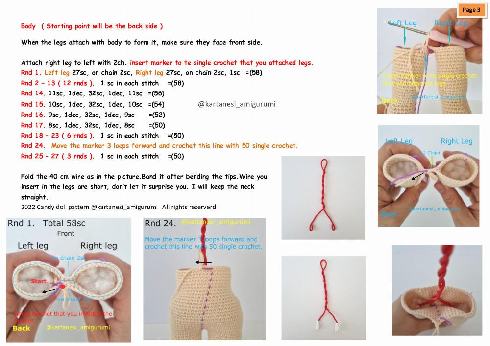 candy doll pattern , Baby doll crochet pattern with hair tied on both sides and wearing a dress