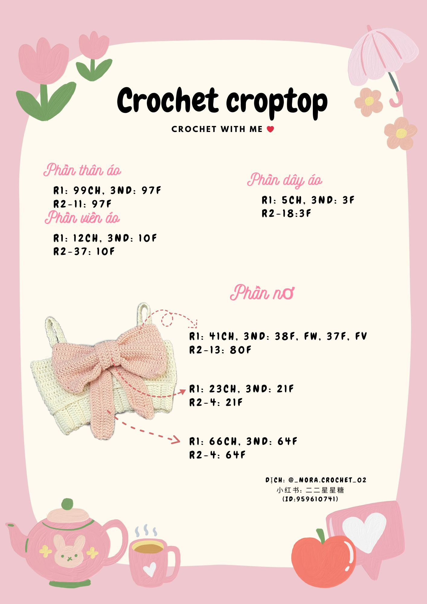chart móc áo croptop crochet