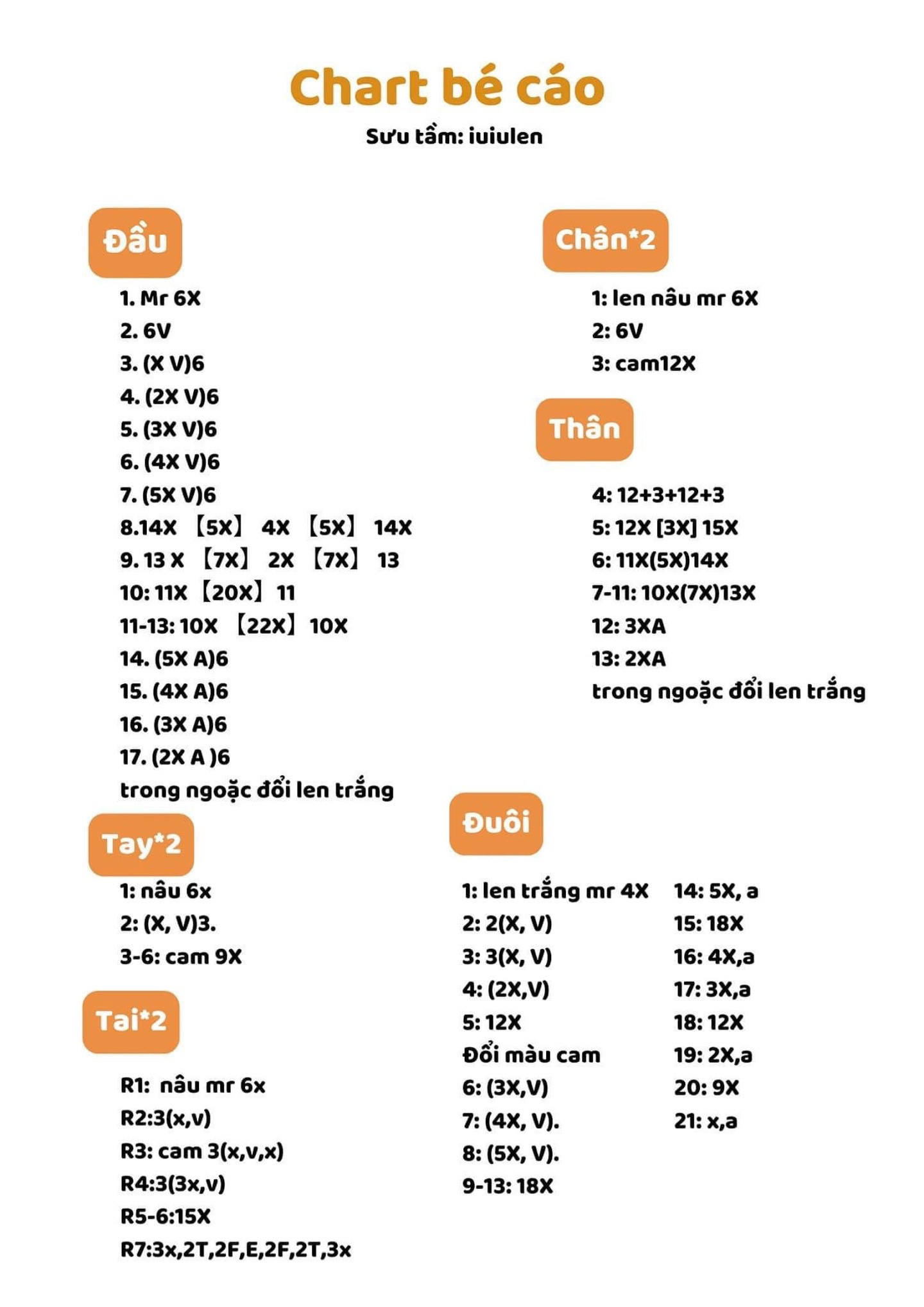 Chart móc bé cáo màu cam, đuôi to