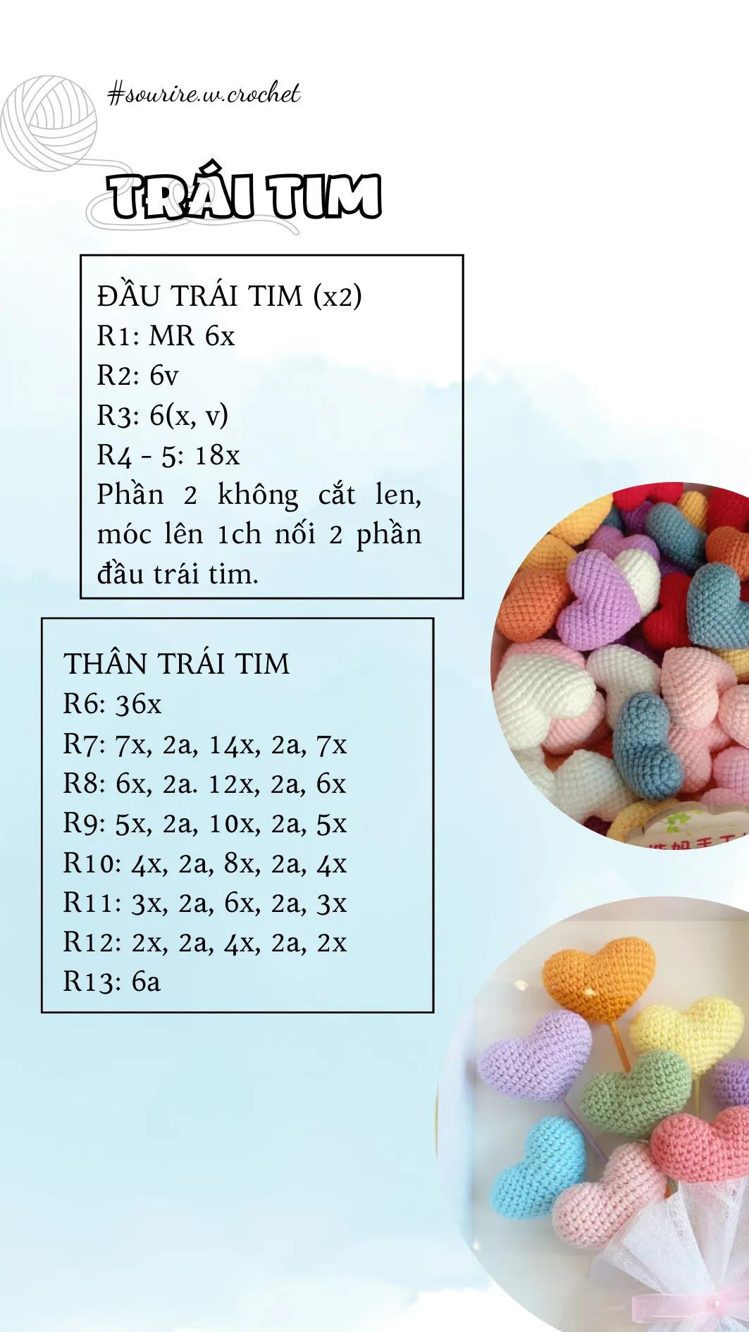 Chart móc bó hoa trái tim