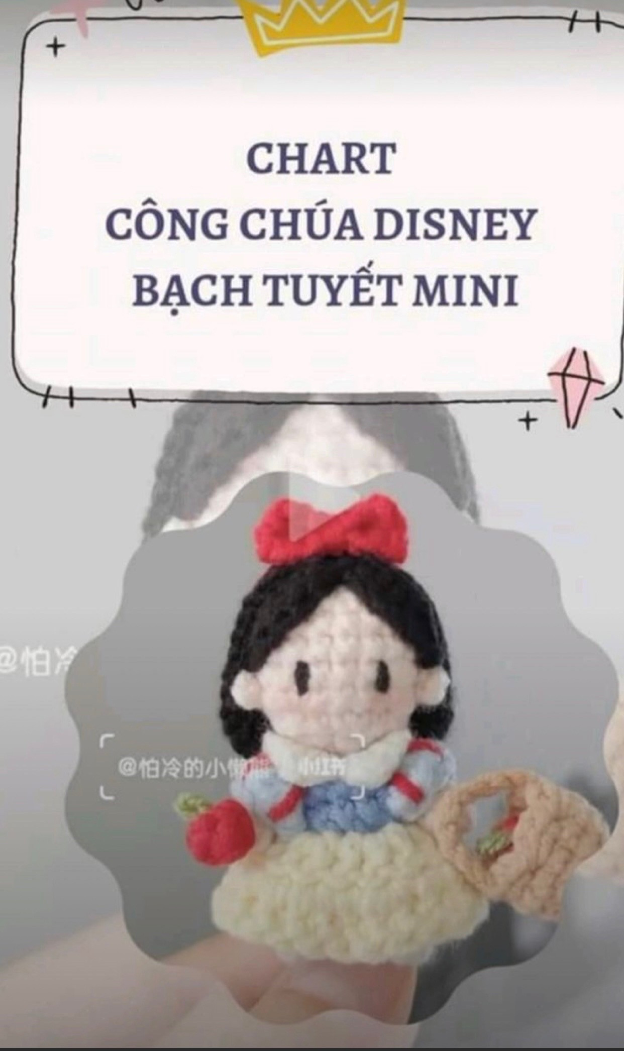 Chart móc búp bê lọ lem, công chúa tóc mây, công chúa disney bạch tuyết mini