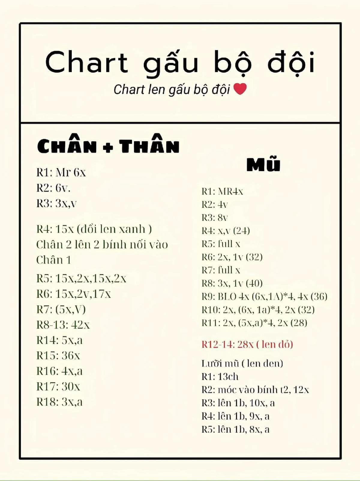 Chart móc gấu bộ đội