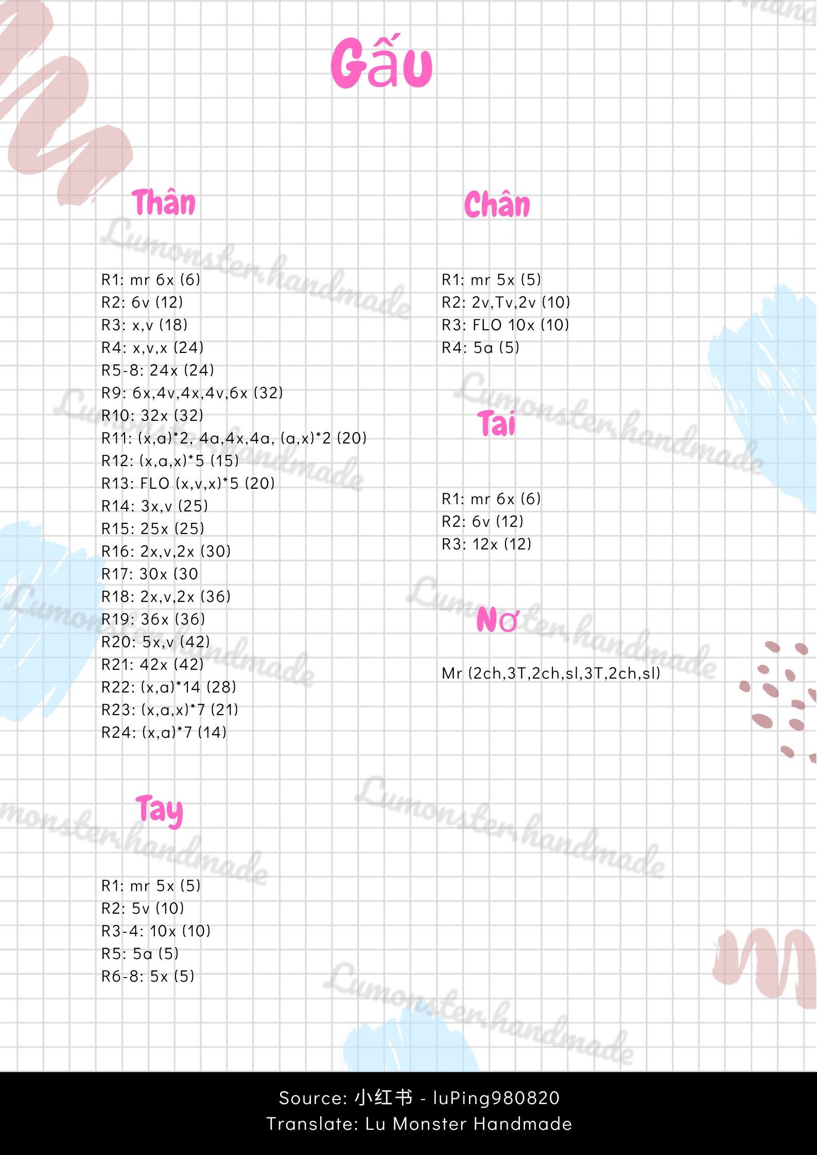 Chart móc gấu hồng đeo nơ