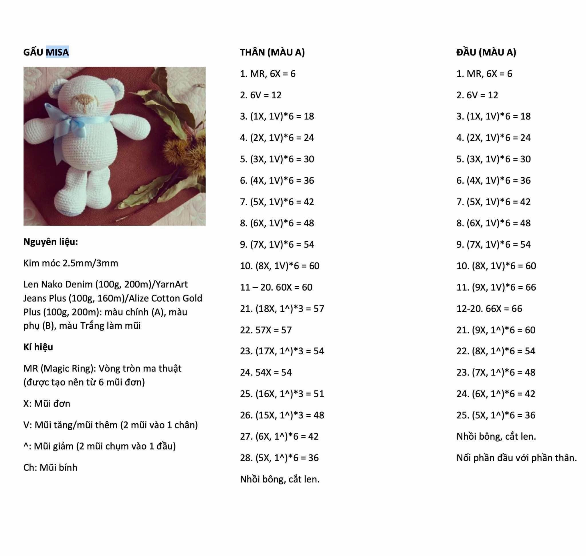 Chart móc gấu misa