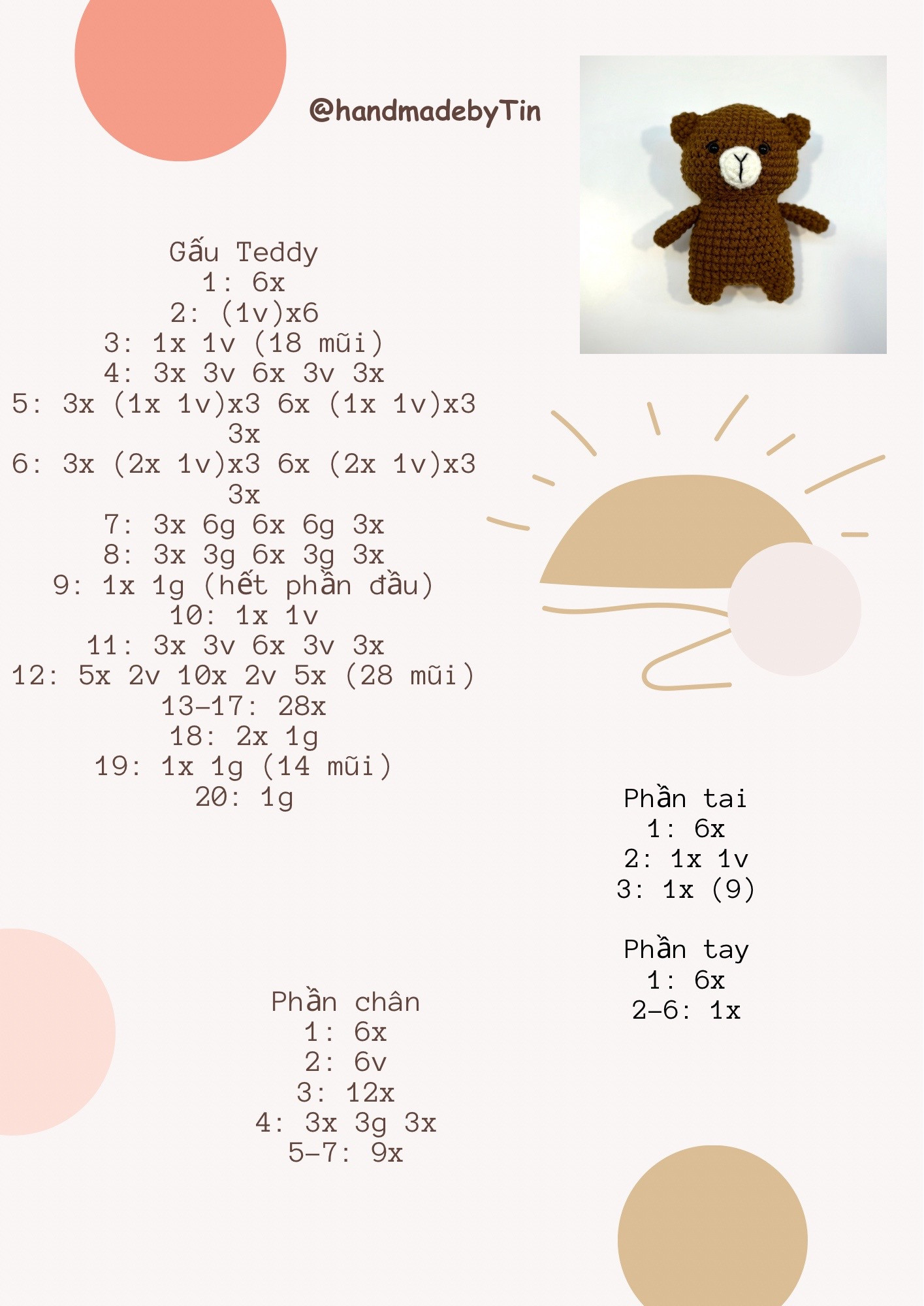 Chart móc gấu teddy nâu