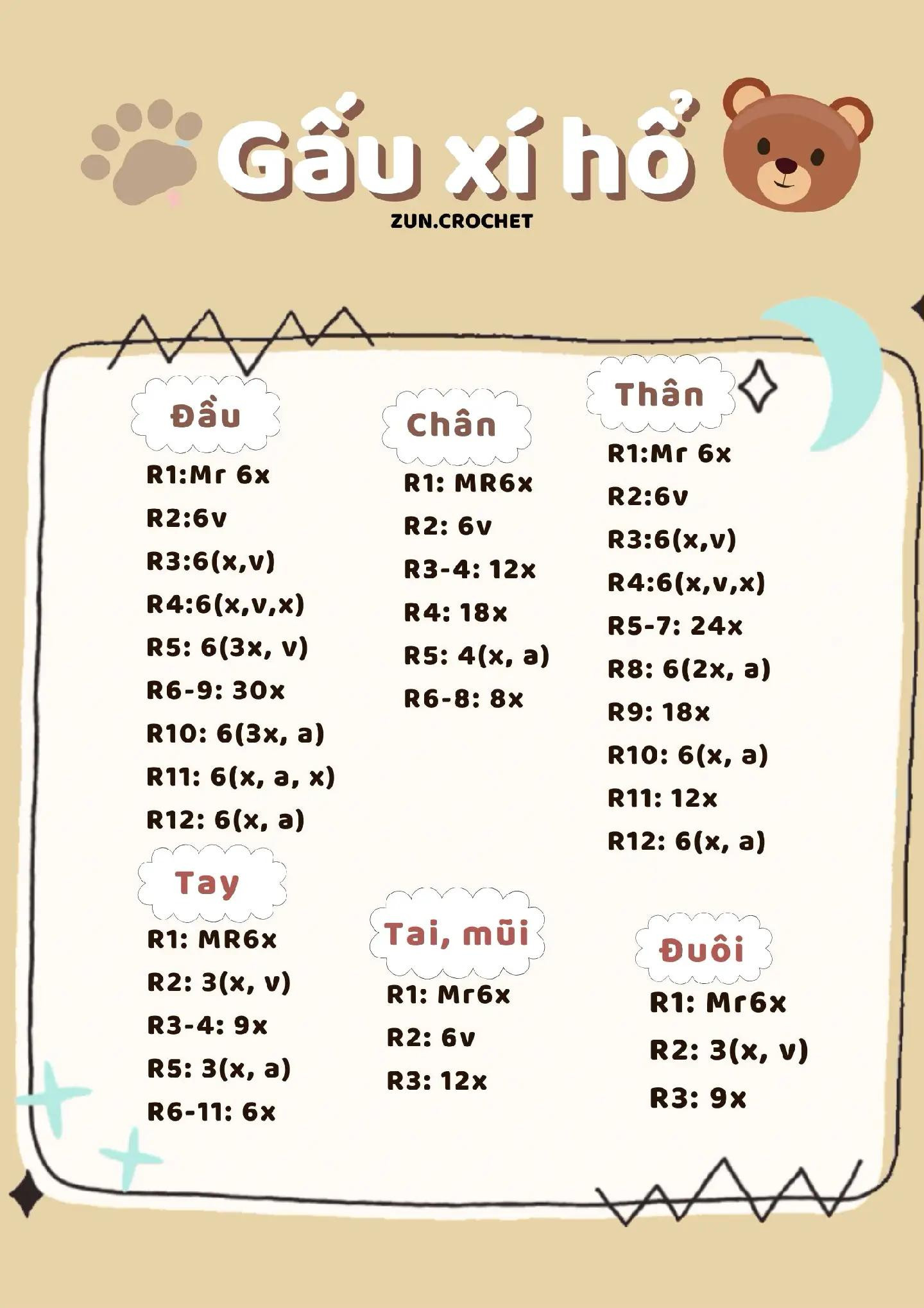 Chart móc gấu xí hổ